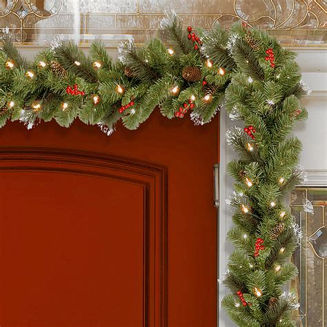 crestwood spruce|9 ft. Crestwood Spruce Garland with Clear Lights .